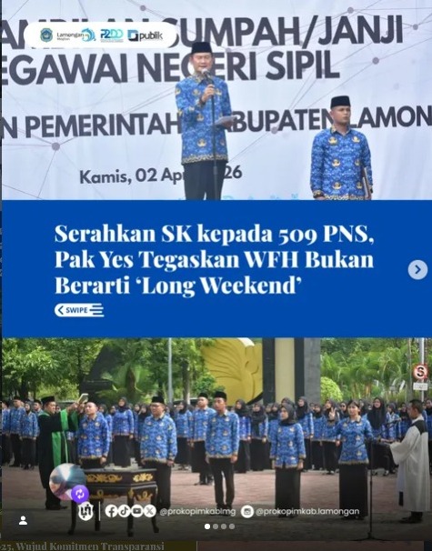 Foto: Serahkan SK kepada 509 PNS, Pak Yes Tegaskan WFH Bukan Berarti ‘Long Weekend’
