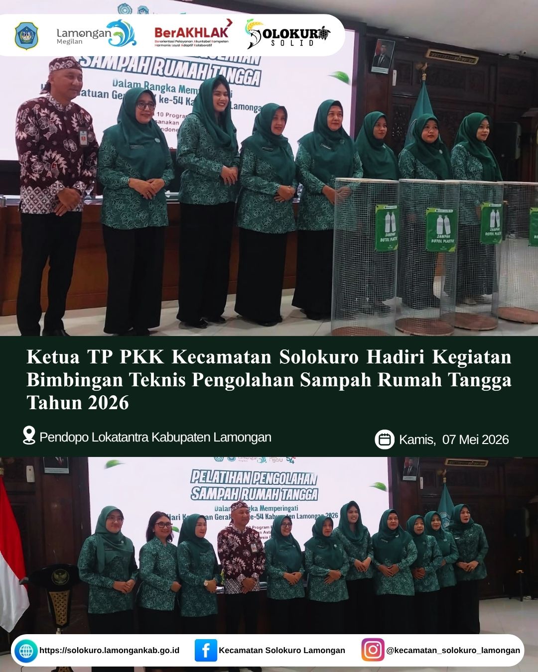 Foto: KETUA TP PKK KECAMATAN SOLOKURO HADIRI BIMBINGAN TEKNIS PENGOLAHAN SAMPAH RUMAH TANGGA TAHUN 2026