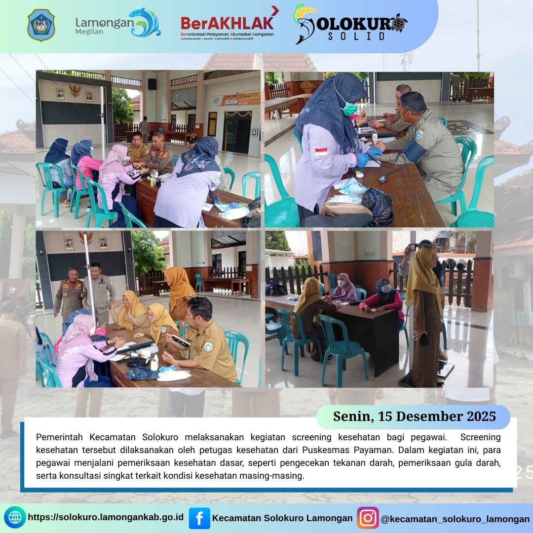 Foto: SCREENING KESEHATAN PEGAWAI KECAMATAN SOLOKURO OLEH PUSKESMAS PAYAMAN