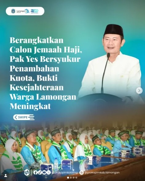 Foto: Berangkatkan Calon Jemaah Haji, Pak Yes Bersyukur Penambahan Kuota, Bukti Kesejahteraan Warga Lamongan Meningkat