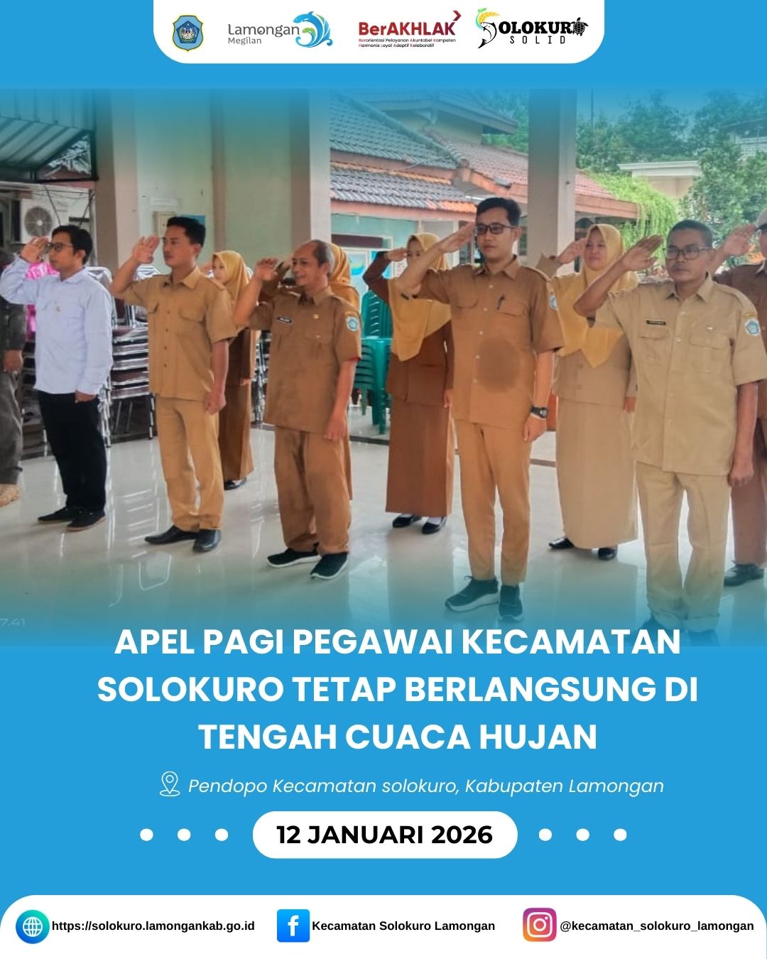 Foto: APEL PAGI PEGAWAI KECAMATAN SOLOKURO TETAP BERLANGSUNG DI TENGAH CUACA HUJAN