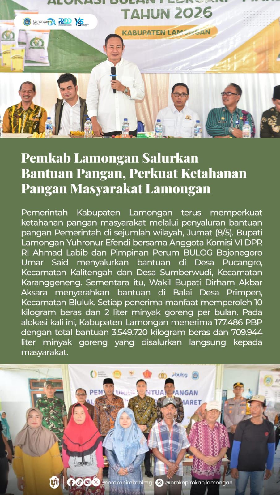 Foto: PEMKAB LAMONGAN SALURKAN BANTUAN PANGAN