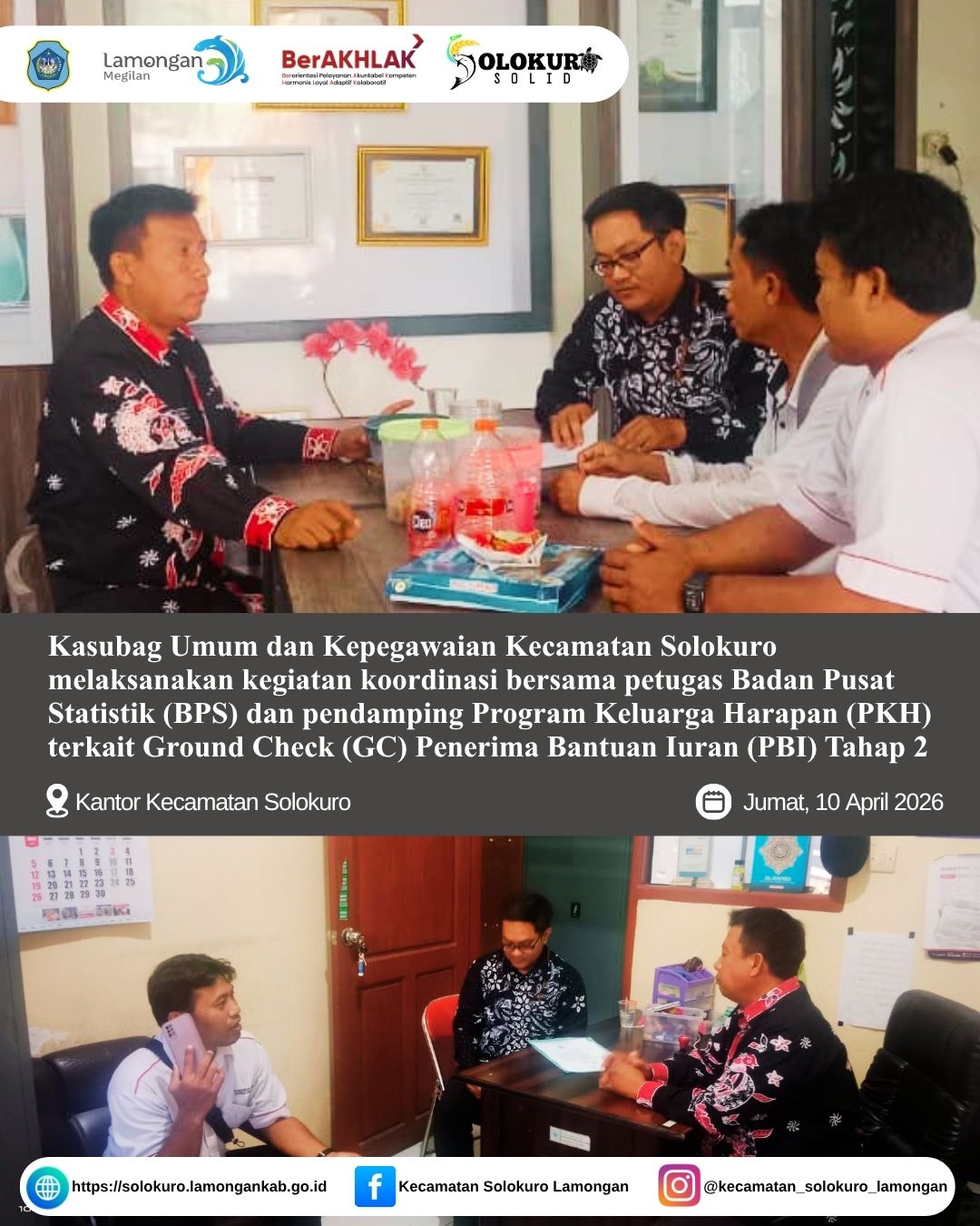 Foto: KASUBAG UMUM DAN KEPEGAWAIAN LAKUKAN KOORDINASI BERSAMA BPS DAN PENDAMPING PKH TERKAIT GC PBI TAHAP 2