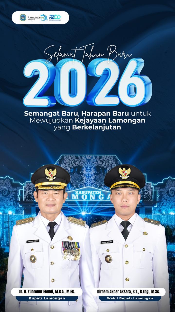 Foto: BUPATI LAMONGAN BERSAMA WABUB LAMONGAN MENGUCAPKAN SELAMAT TAHUN BARU TAHUN 2026