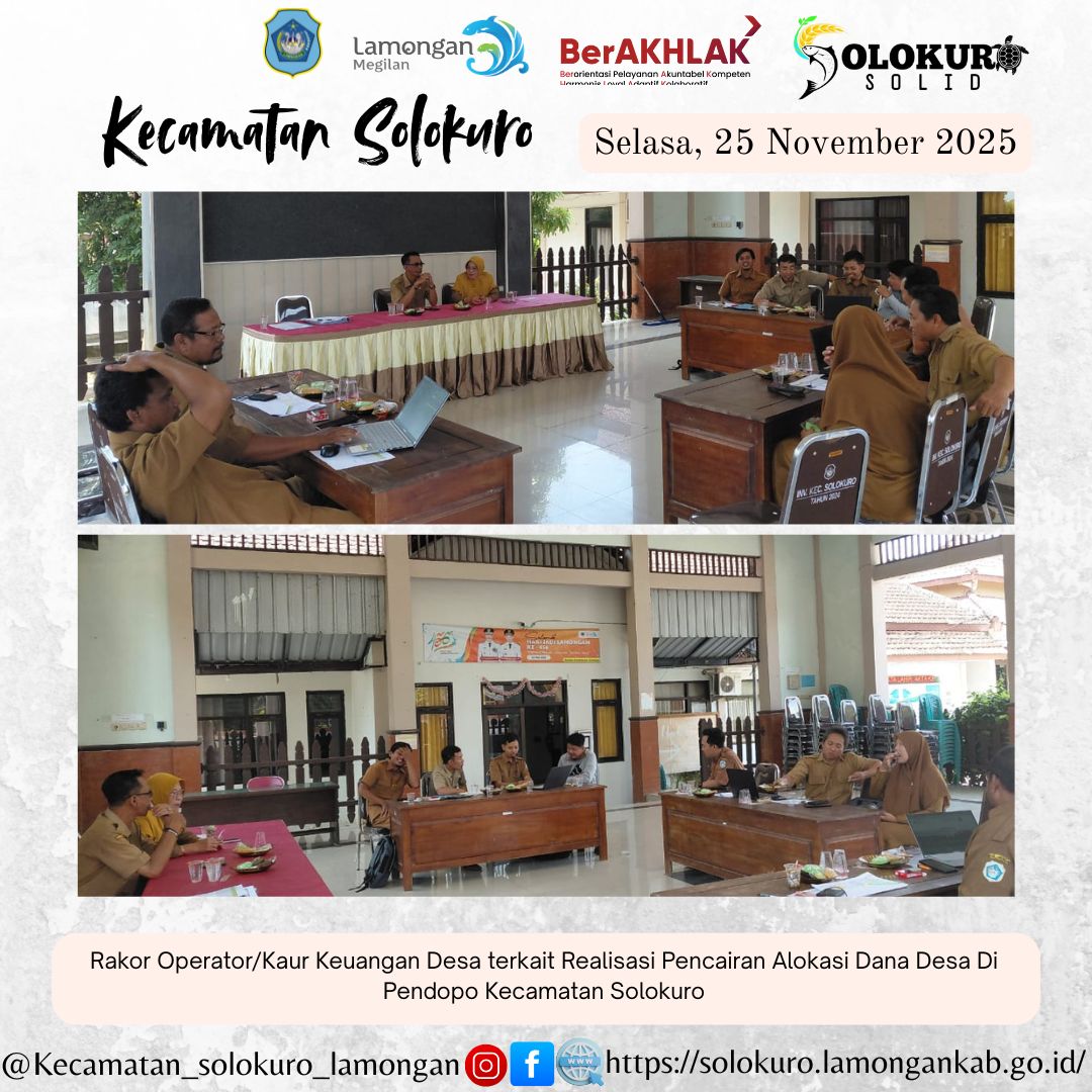 Foto: RAKOR OPERATOR/KAUR KEUANGAN DESA TERKAIT REALISASI PENCAIRAN ALOKASI DANA DESA DI KECAMATAN SOLOKURO