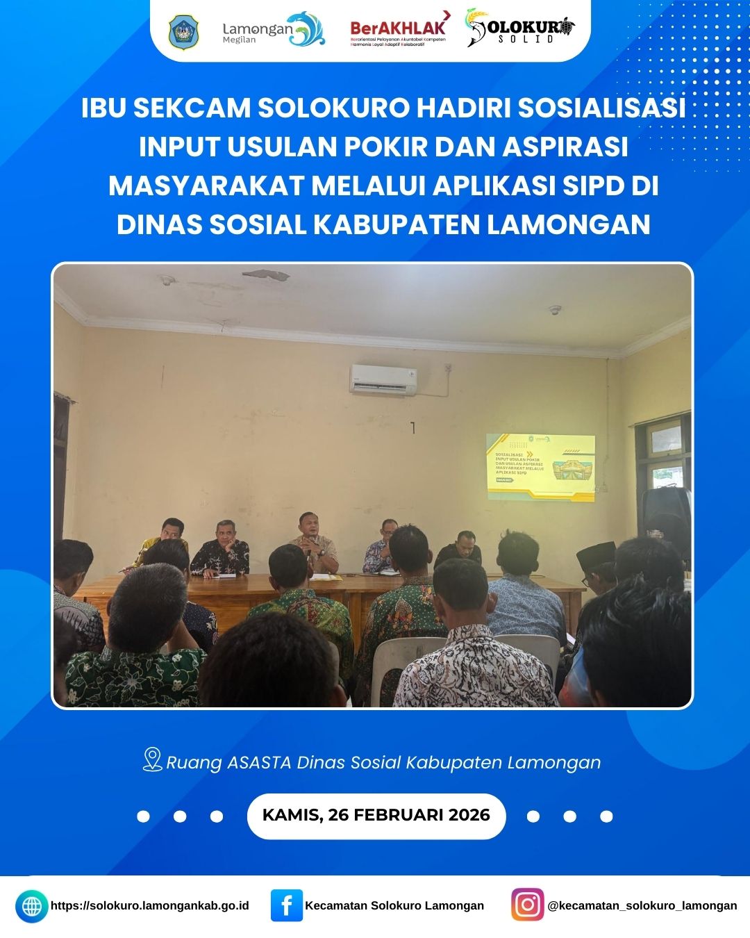 Foto: IBU SEKCAM SOLOKURO HADIRI RAPAT SOSIALISASI INPUT USULAN POKOK-POKOK PIKIRAN ASPIRASI MASYARAKAT DAN DPRD TAHUN 2027 MELALUI APLIKASI SIPD RI