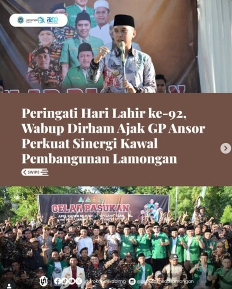 Peringati Hari Lahir ke-92, Wabup Dirham Ajak GP Ansor Perkuat Sinergi Kawal Pembangunan Lamongan