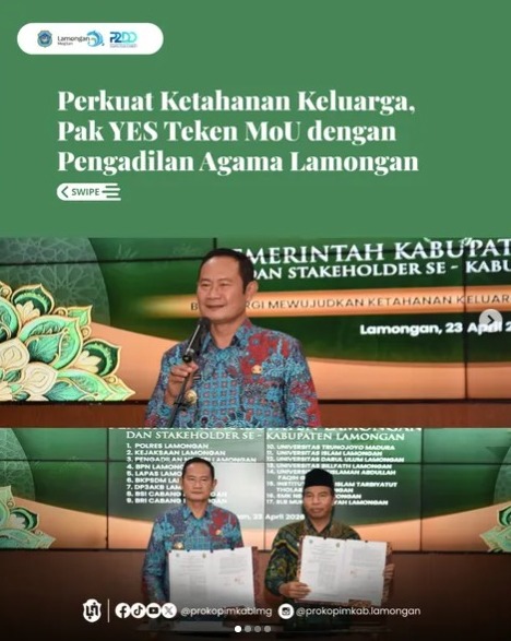 Foto: Perkuat Ketahanan Keluarga, Pak YES Teken MoU dengan Pengadilan Agama Lamongan