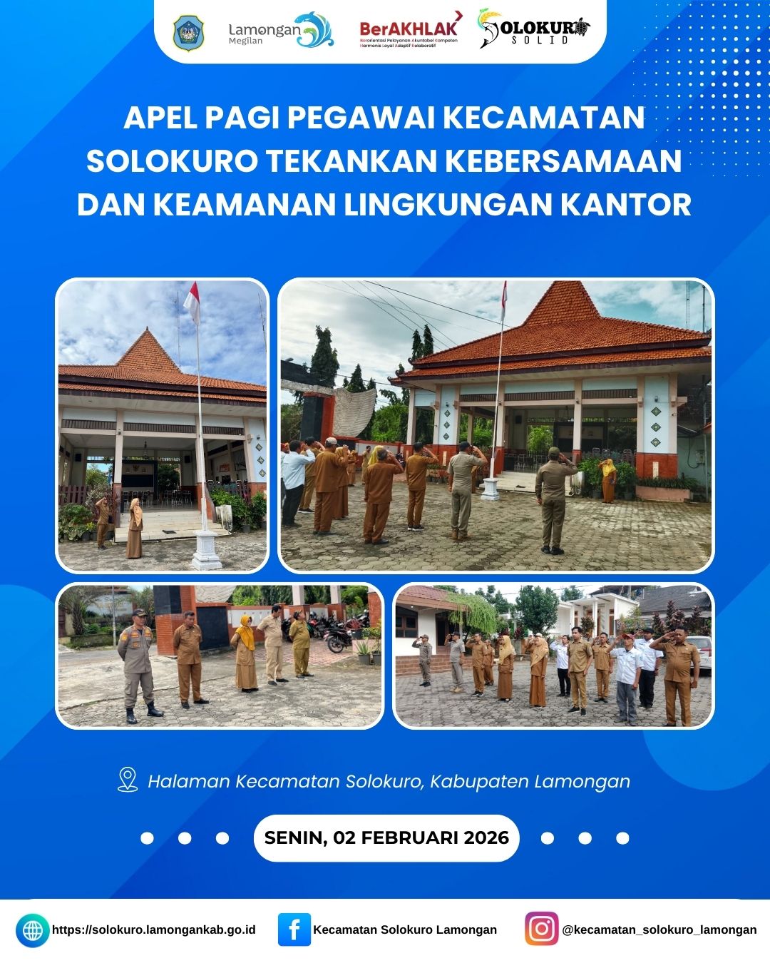 Foto: APEL PAGI PEGAWAI KECAMATAN SOLOKURO TEKANKAN KEBERSAMAAN DAN KEAMANAN LINGKUNGAN KANTOR