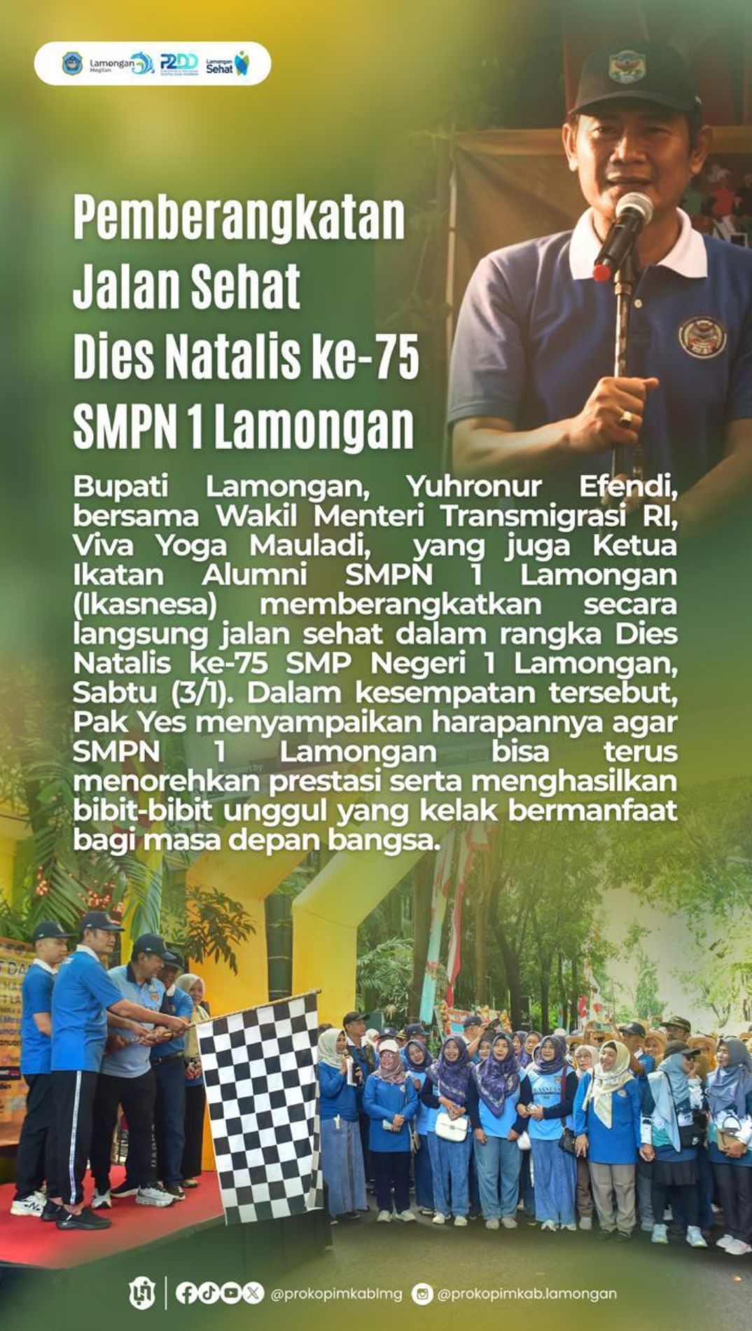 Foto: PEMBERANGKATAN JALAN SEHAT DIESNATALIS KE 75 SMPN 1 LAMONGAN