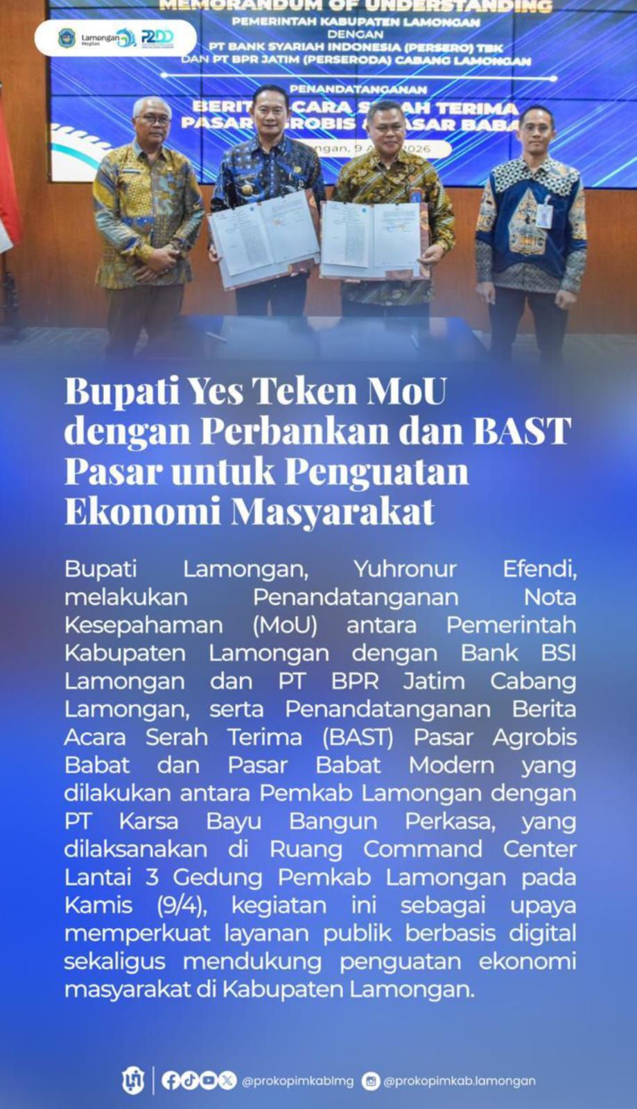 Foto: BUPATI YES TEKENMOU DENGAN PERBANKAN DAN BAST PASAR UNTUK PENGUATAN EKONOMI MASYARAKAT