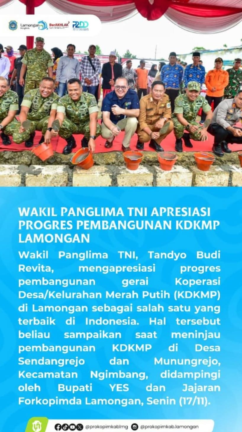 Foto: Wakil Panglima TNI Apresisasi Progres Pembangunan KDKMP Lamongan