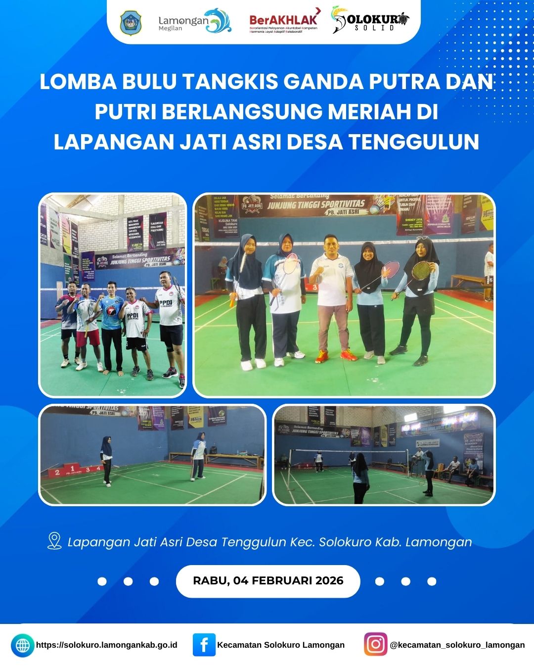 Foto: LOMBA BULU TANGKIS GANDA PUTRA DAN PUTRI BERLANGSUNG MERIAH DI LAPANGAN JATI ASRI DESA TENGGULUN