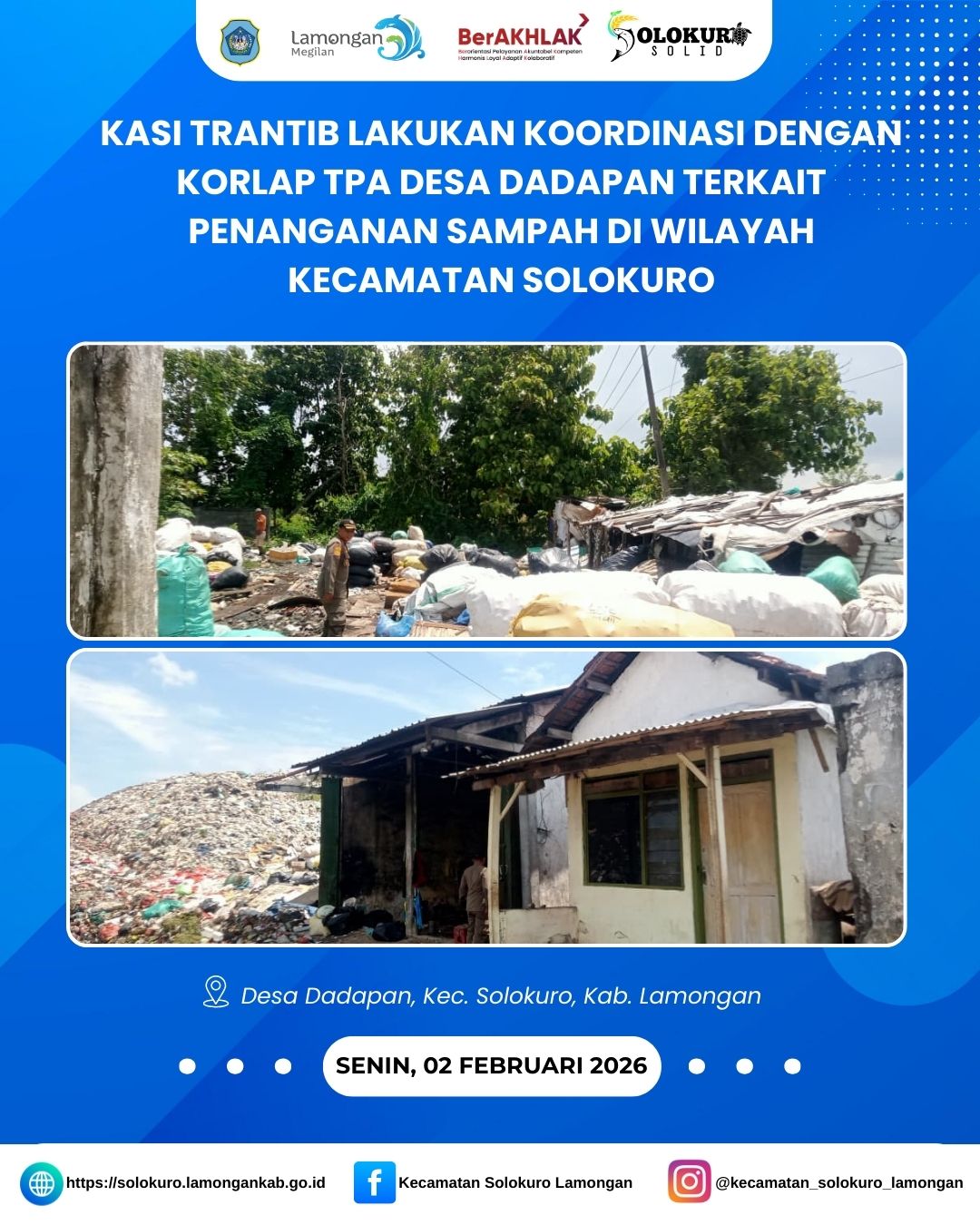 Foto: KASI TRANTIB LAKUKAN KOORDINASI DENGAN KORLAP TPA DESA DADAPAN TERKAIT PENANGANAN SAMPAH DI WILAYAH KECAMATAN SOLOKURO