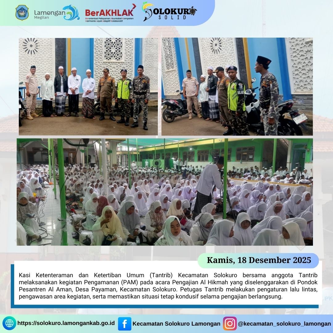 Foto: PAM PENGAMANAN PENGAJIAN AL HIKMAH DI PONDOK PESANTREN AL AMAN DESA PAYAMAN KECAMATAN SOLOKURO