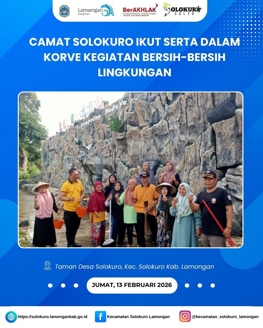 Foto: CAMAT SOLOKURO IKUT SERTA DALAM KORVE KEGIATAN BERSIH-BERSIH LINGKUNGAN