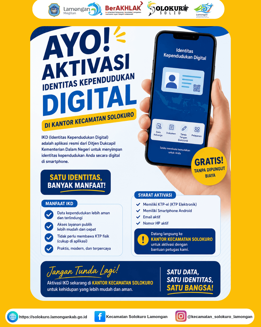 Foto: AYO!!! AKTIVASI IDENTITAS KEPENDUDUKAN DIGITAL DI KANTOR KECAMATAN SOLOKURO