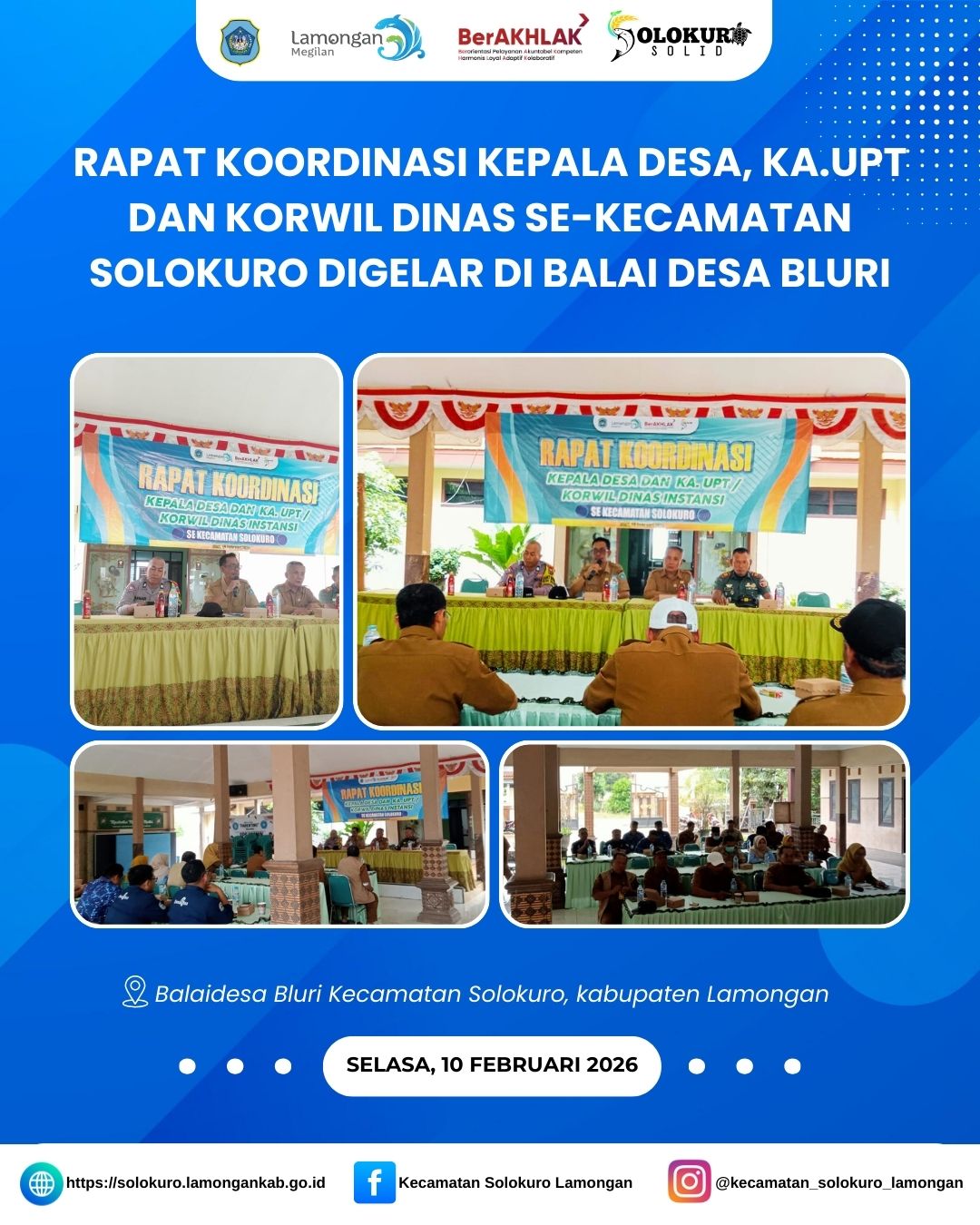 Foto: RAPAT KOORDINASI KEPALA DESA, KA.UPT DAN KORWIL DINAS SE-KECAMATAN SOLOKURO DIGELAR DI BALAI DESA BLURI