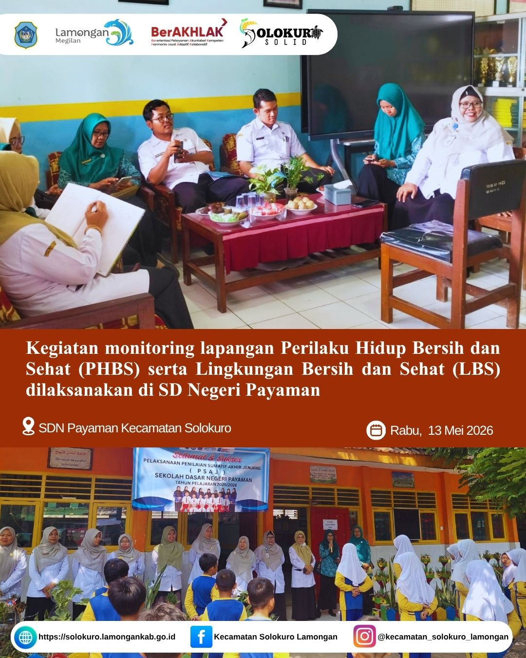 Foto: MONITORING LAPANGAN PHBS–LBS DI SD NEGERI PAYAMAN KECAMATAN SOLOKURO
