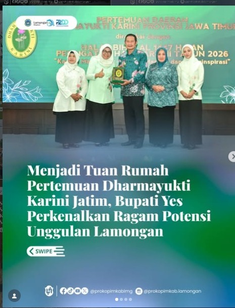 Foto: Menjadi Tuan Rumah Pertemuan Dharmayukti Karini Jatim, Bupati Yes Perkenalkan Ragam Potensi Unggulan Lamongan