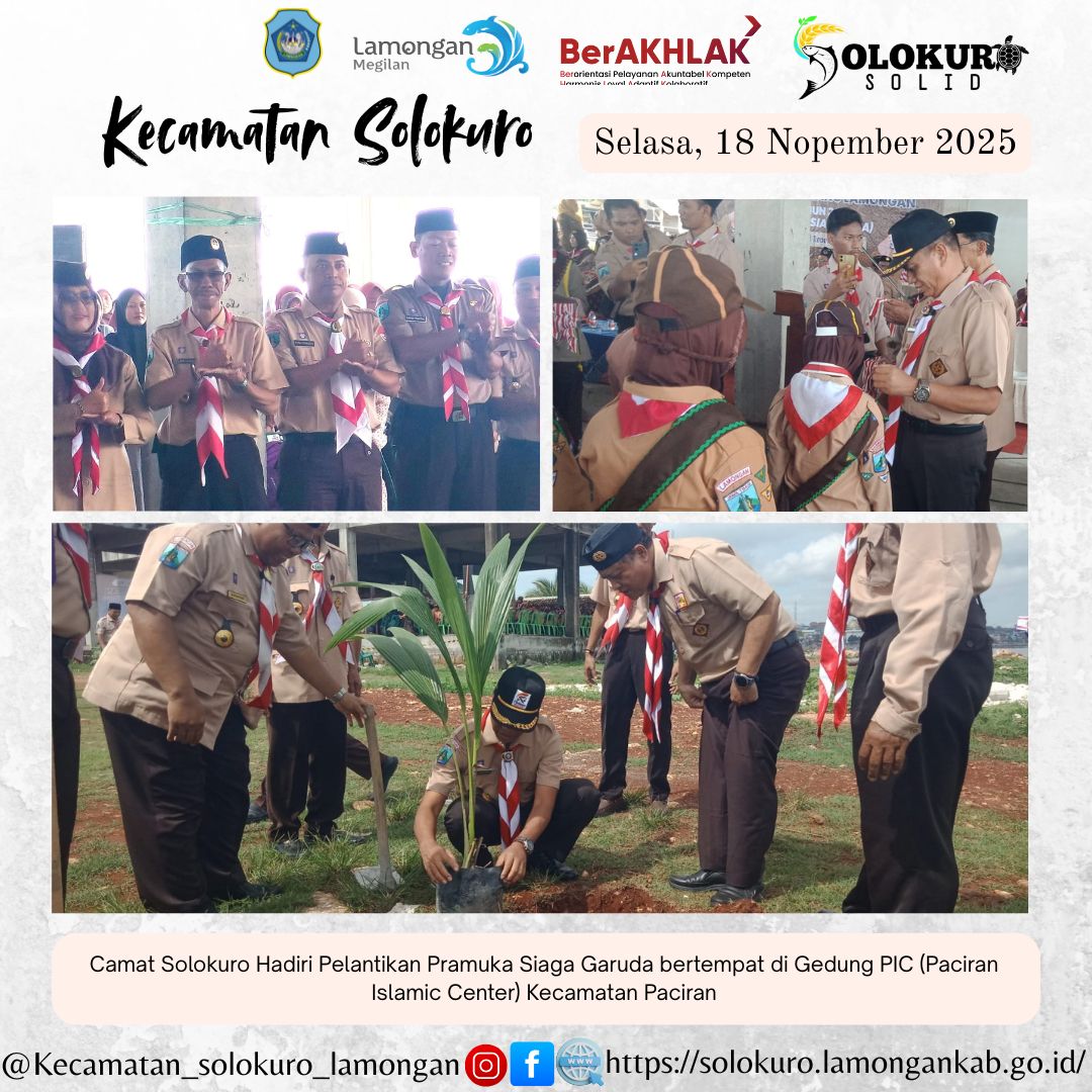 Foto: CAMAT SOLOKURO HADIRI PELANTIKAN PRAMUKA SIAGA GARUDA EMPAT KECAMATAN DI GEDUNG PIC PACIRAN