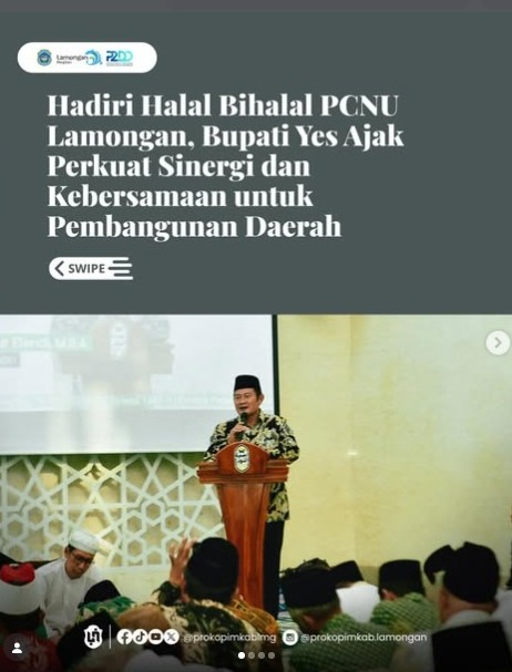 Foto: Hadiri Halal Bihalal PCNU Lamongan, Bupati Yes Ajak Perkuat Sinergi dan Kebersamaan untuk Pembangunan Daerah