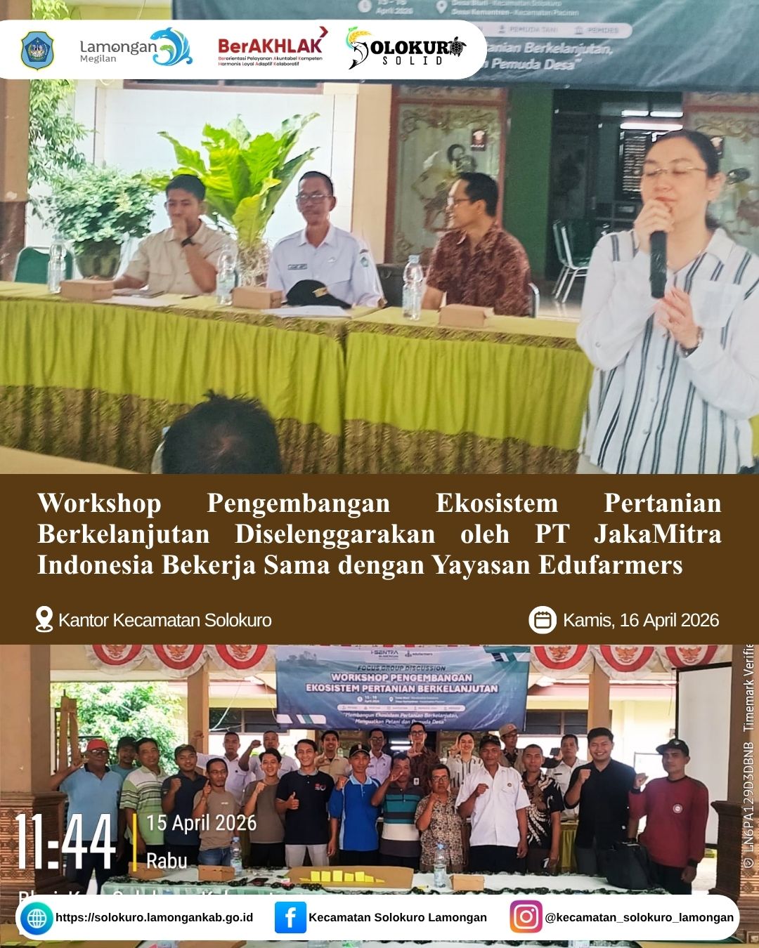 Foto: WORKSHOP PENGEMBANGAN EKOSISTEM PERTANIAN BERKELANJUTAN DI BLURI, PERKUAT SINERGI PETANI DAN PEMANGKU KEPENTINGAN