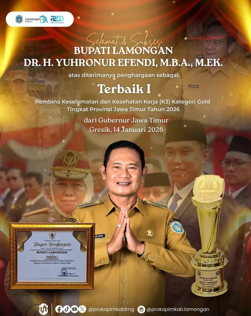 Foto: LAMONGAN TERBAUK I PEMBINA KESELAMATAN DAN KESEHATAN KERJA TINGKAT PROPINSI JATIM