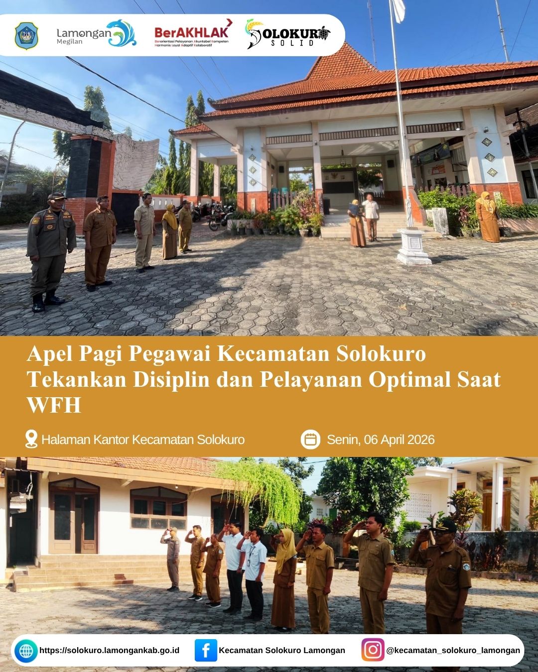 Foto: APEL PAGI PEGAWAI KECAMATAN SOLOKURO TEKANKAN DISIPLIN DAN PELAYANAN OPTIMAL SAAT WFH
