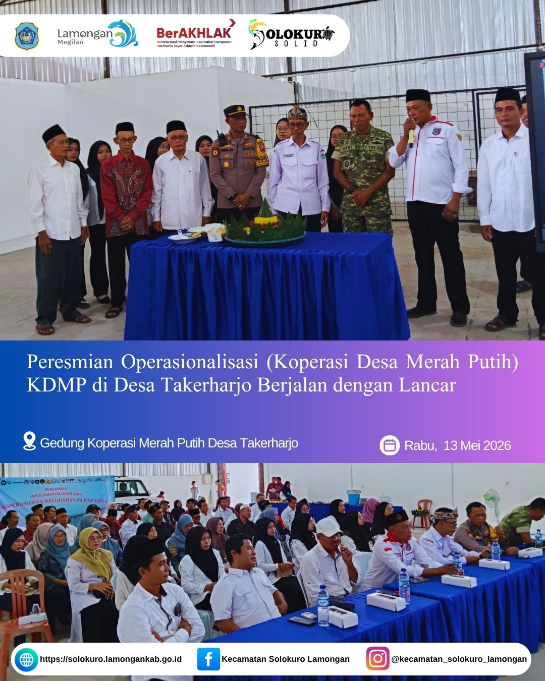 Foto: PERESMIAN OPERASIONALISASI KOPERASI DESA MERAH PUTIH (KDMP) DESA TAKERHARJO BERJALAN LANCAR