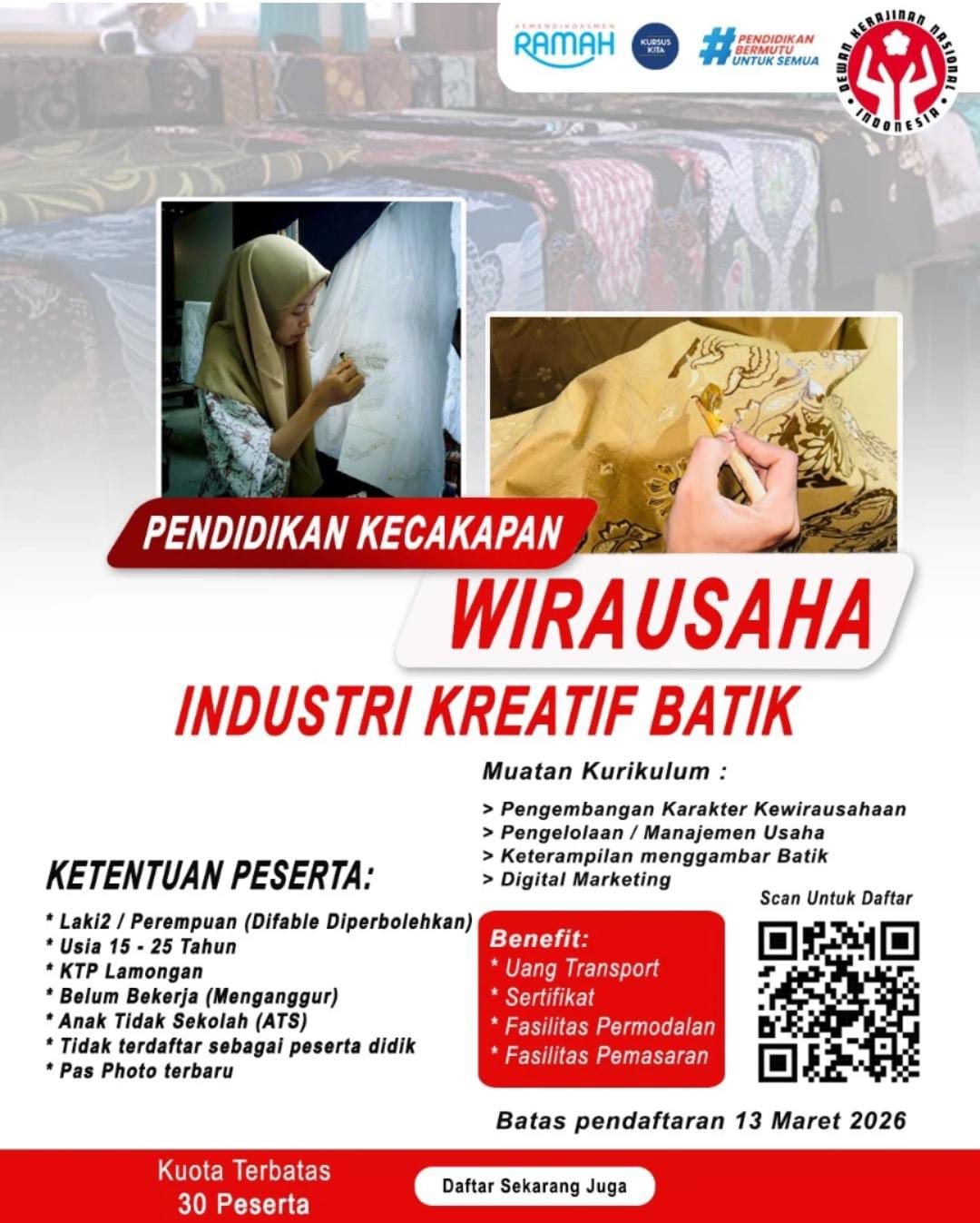 Foto: YUK IKUT PENDIDIKAN KECAKAPAN WIRAUSAHA (PKW) INDUSTRI KREATIF BATIK