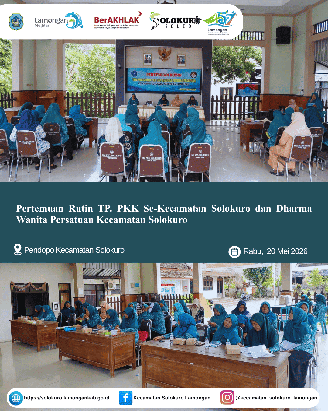 Foto: PERTEMUAN RUTIN TP.PKK DAN DHARMA WANITA PERSATUAN KECAMATAN SOLOKURO
