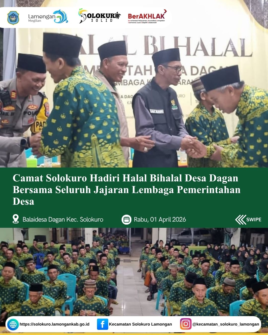Foto: CAMAT SOLOKURO HADIRI HALAL BIHALAL DESA DAGAN BERSAMA SELURUH JAJARAN LEMBAGA PEMERINTAHAN DESA