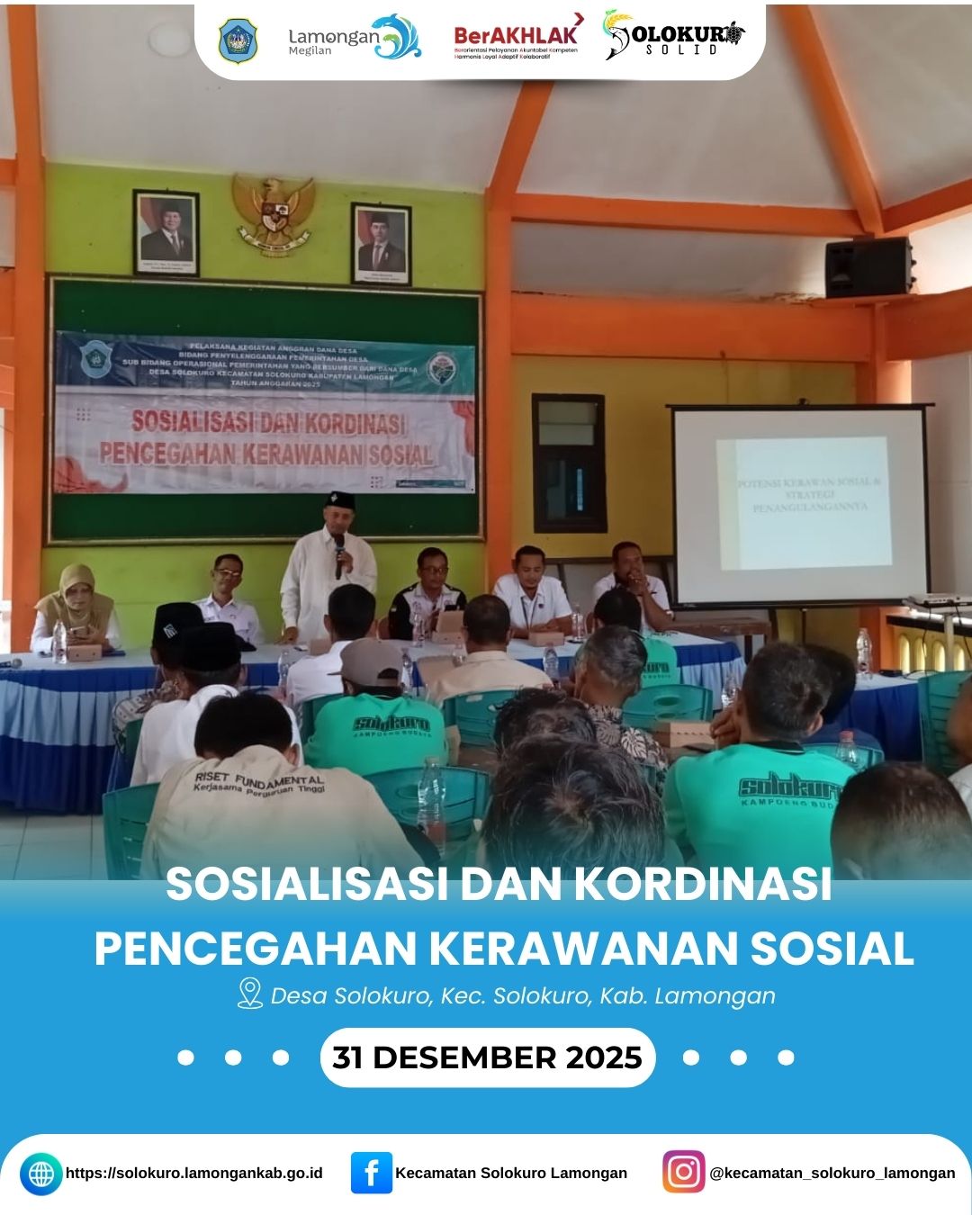 Foto: PEMERINTAH DESA SOLOKURO GELAR SOSIALISASI DAN KOORDINASI PENCEGAHAN KERAWANAN SOSIAL