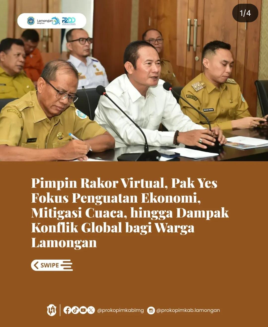 Pimpin Rakor Virtual, Pak Yes Fokus Penguatan Ekonomi, Mitigasi Cuaca, hingga Dampak Konflik Global bagi Warga Lamongan
