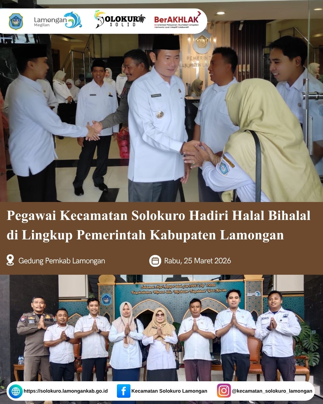 Foto: PEGAWAI KECAMATAN SOLOKURO HADIRI HALAL BIHALAL DI LINGKUP PEMERINTAH KABUPATEN LAMONGAN