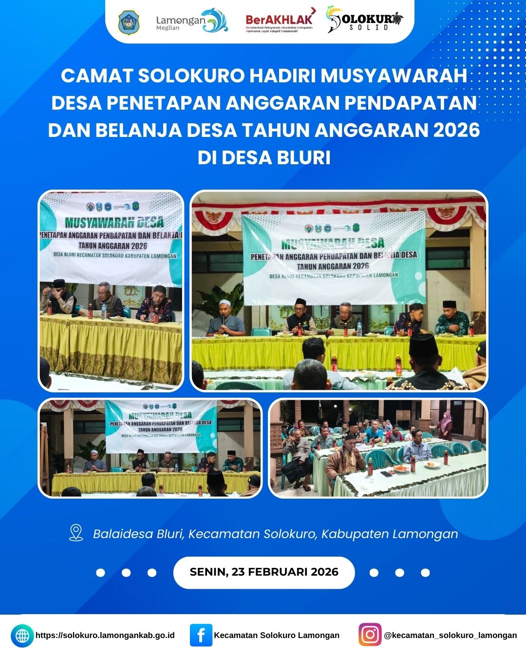 Foto: CAMAT SOLOKURO HADIRI MUSYAWARAH DESA PENETAPAN ANGGARAN PENDAPATAN DAN BELANJA DESA TAHUN ANGGARAN 2026 DI DESA BLURI