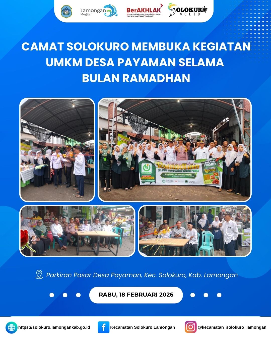 CAMAT SOLOKURO MEMBUKA KEGIATAN UMKM DESA PAYAMAN SELAMA BULAN RAMADHAN