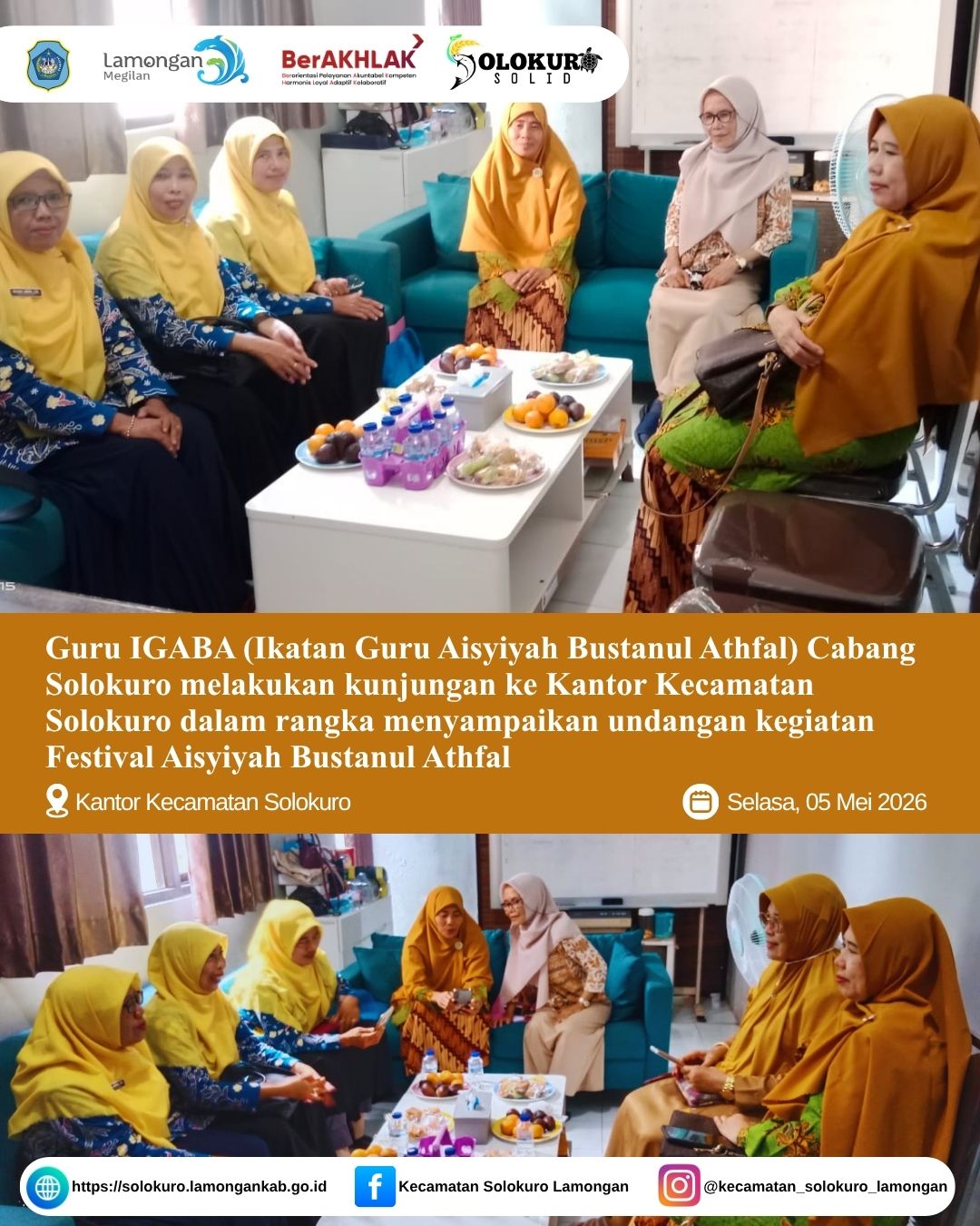 Foto: KUNJUNGAN GURU IGABA KE KANTOR KECAMATAN SOLOKURO DALAM RANGKA PENYAMPAIAN UNDANGAN FESTIVAL AISYIYAH BUSTANUL ATHFAL