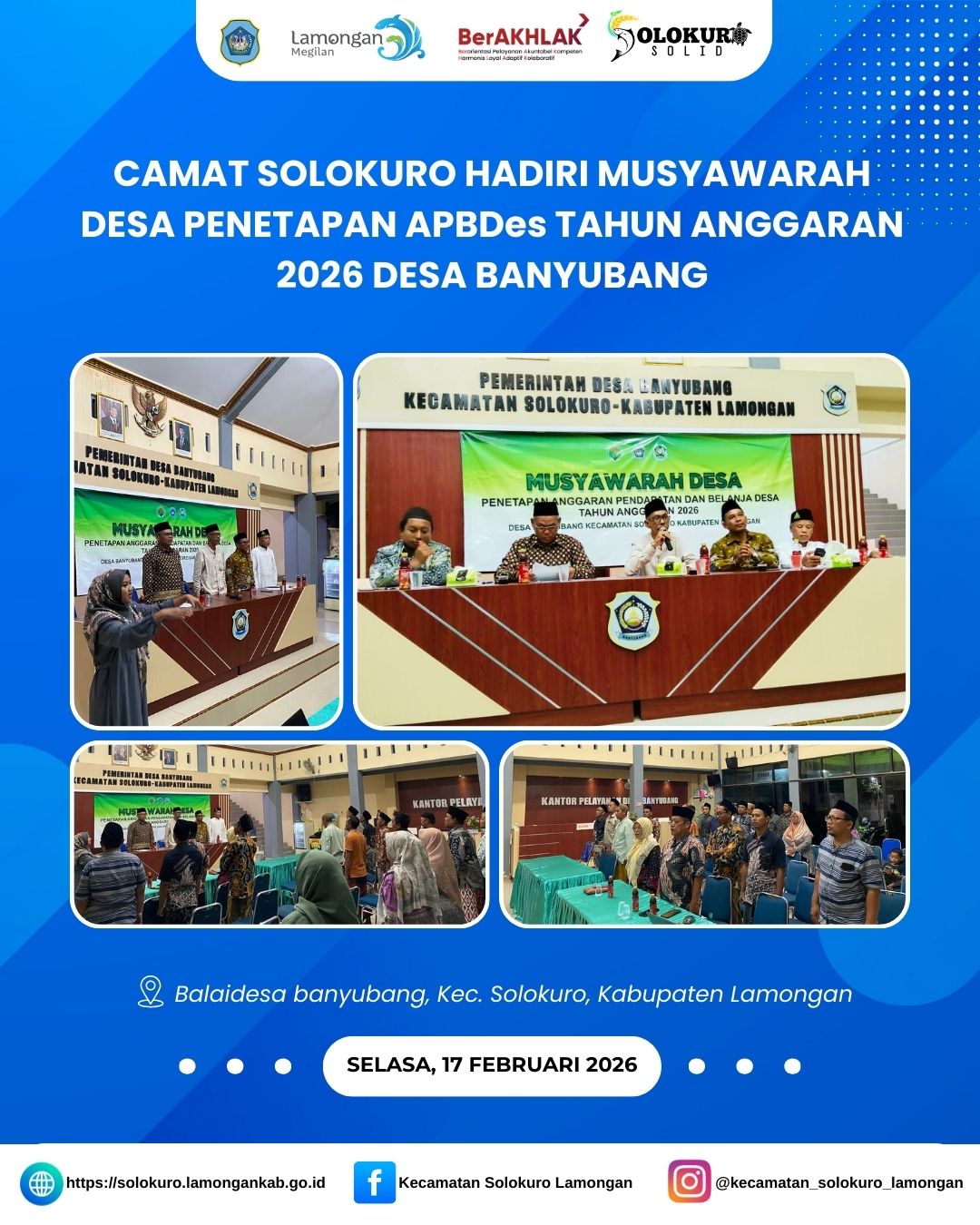 CAMAT SOLOKURO HADIRI MUSYAWARAH DESA PENETAPAN APBDes TAHUN ANGGARAN 2026 DESA BANYUBANG