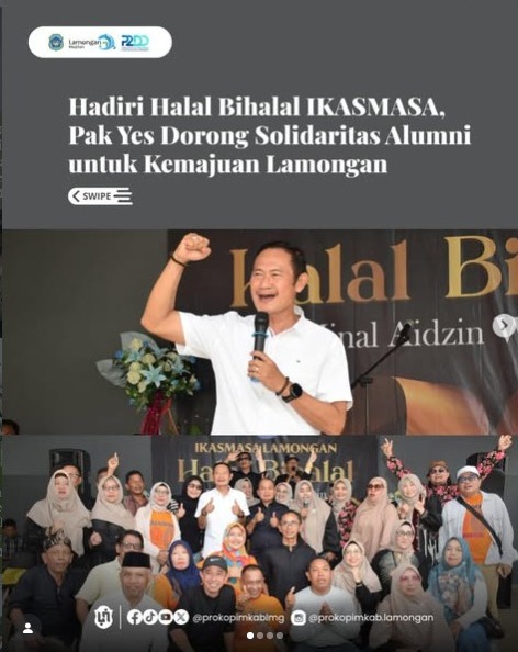 Foto: Hadiri Halal Bihalal IKASMASA, Pak Yes Dorong Solidaritas Alumni untuk Kemajuan Lamongan