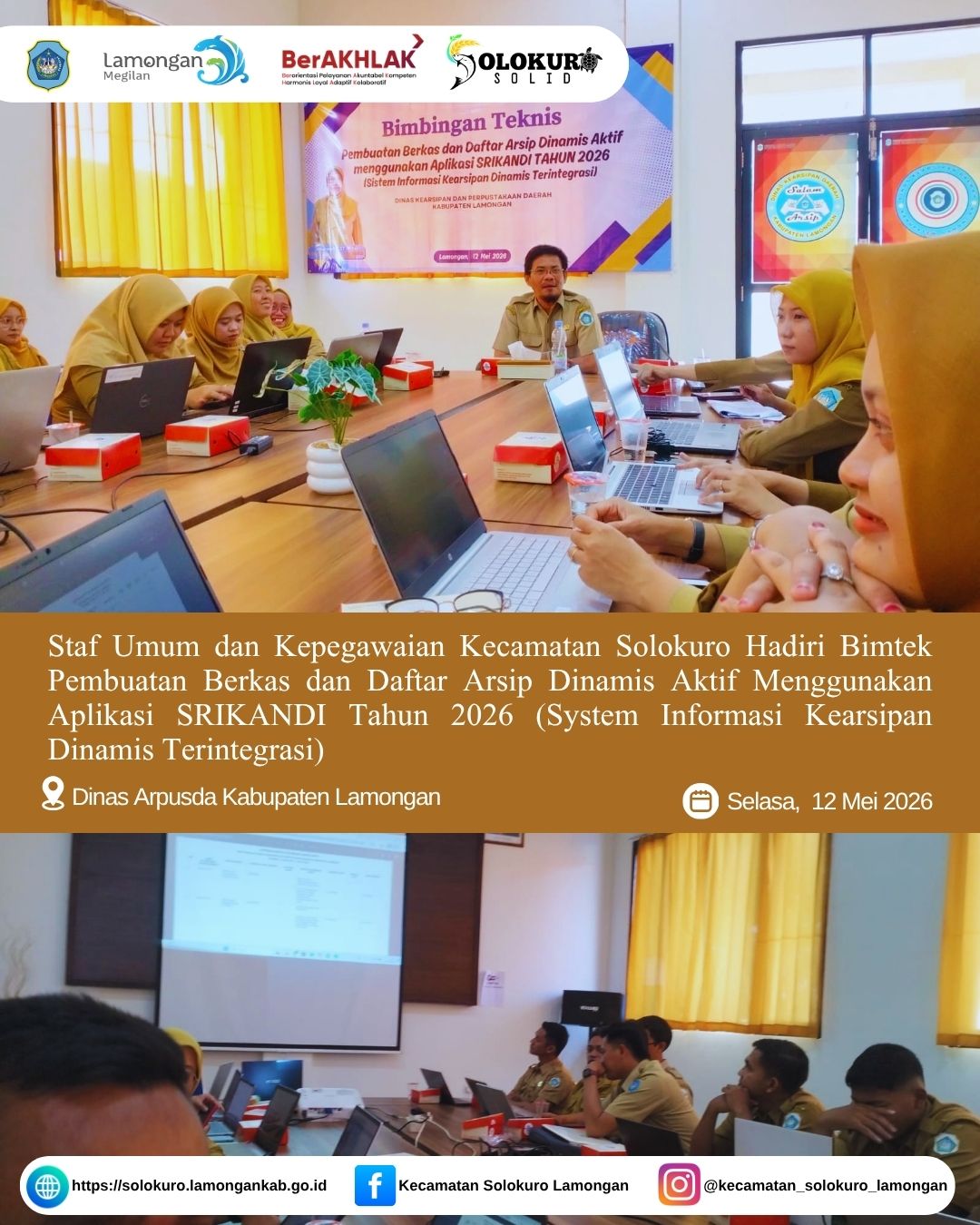 Foto: STAF UMUM DAN KEPEGAWAIAN KECAMATAN SOLOKURO HADIRI BIMBINGAN TEKNIS PEMBUATAN BERKAS DAN DAFTAR ARSIP DINAMIS AKTIF MENGGUNAKAN APLIKASI SRIKANDI TAHUN 2026