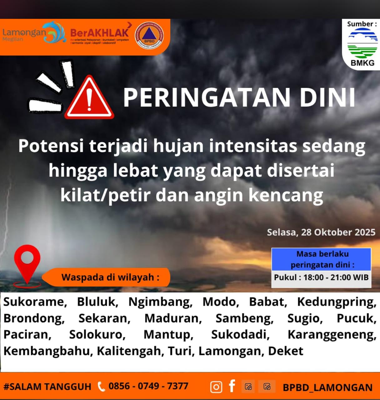 Foto: WASPADA HUJAN DENGAN POTENSI KILAT PETIR DAN ANGIN KENCANG