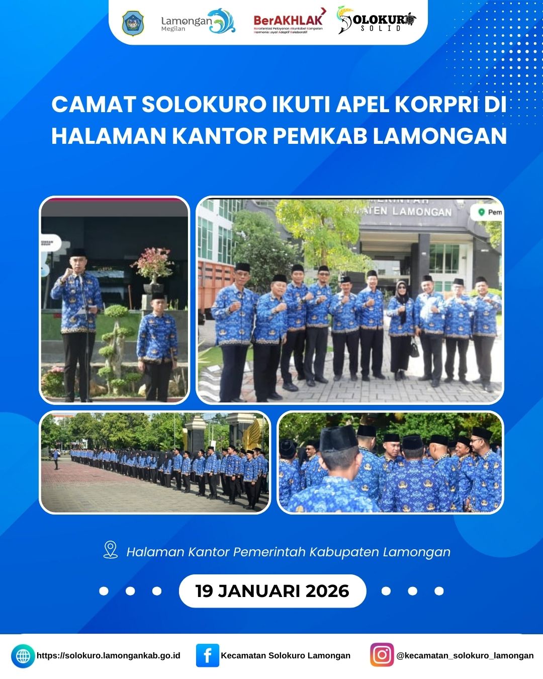 Foto: CAMAT SOLOKURO IKUTI APEL KORPRI DI HALAMAN KANTOR PEMKAB LAMONGAN