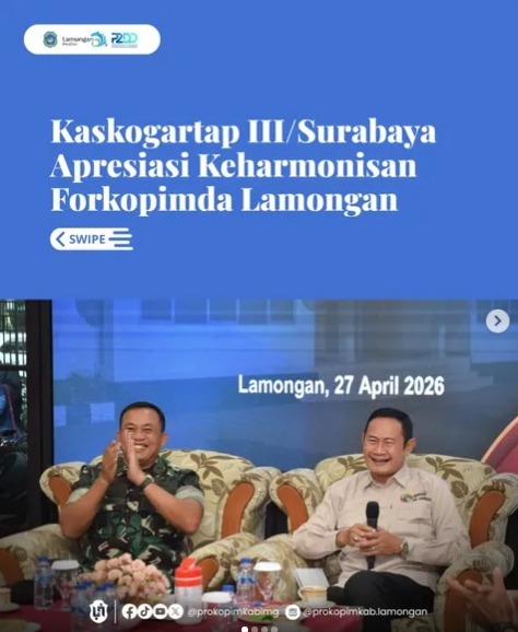 Foto: Kaskogartap III/Surabaya Apresiasi Keharmonisan Forkopimda Lamongan