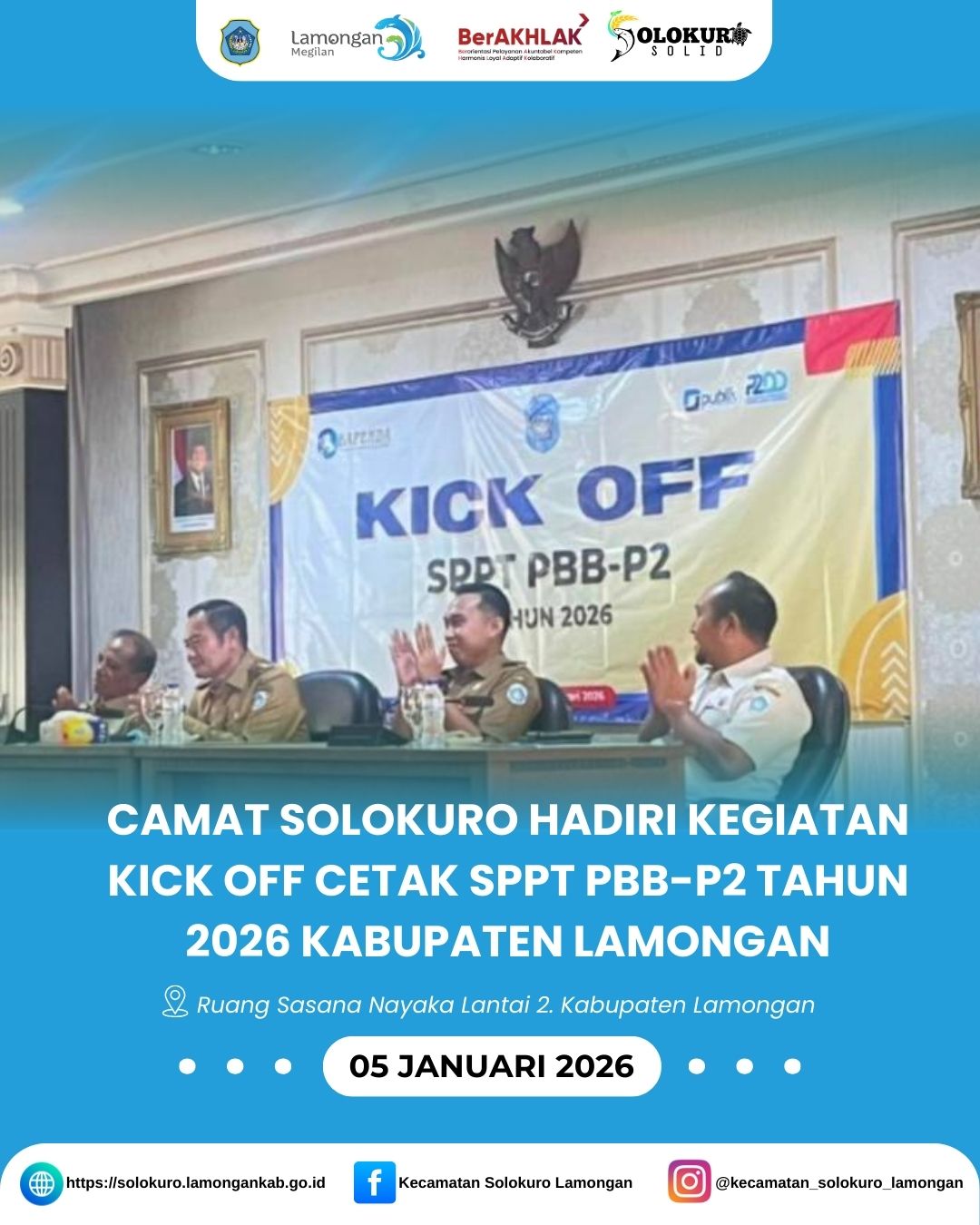 Foto: CAMAT SOLOKURO HADIRI KEGIATAN KICK OFF CETAK SPPT PBB-P2 TAHUN 2026 KABUPATEN LAMONGAN