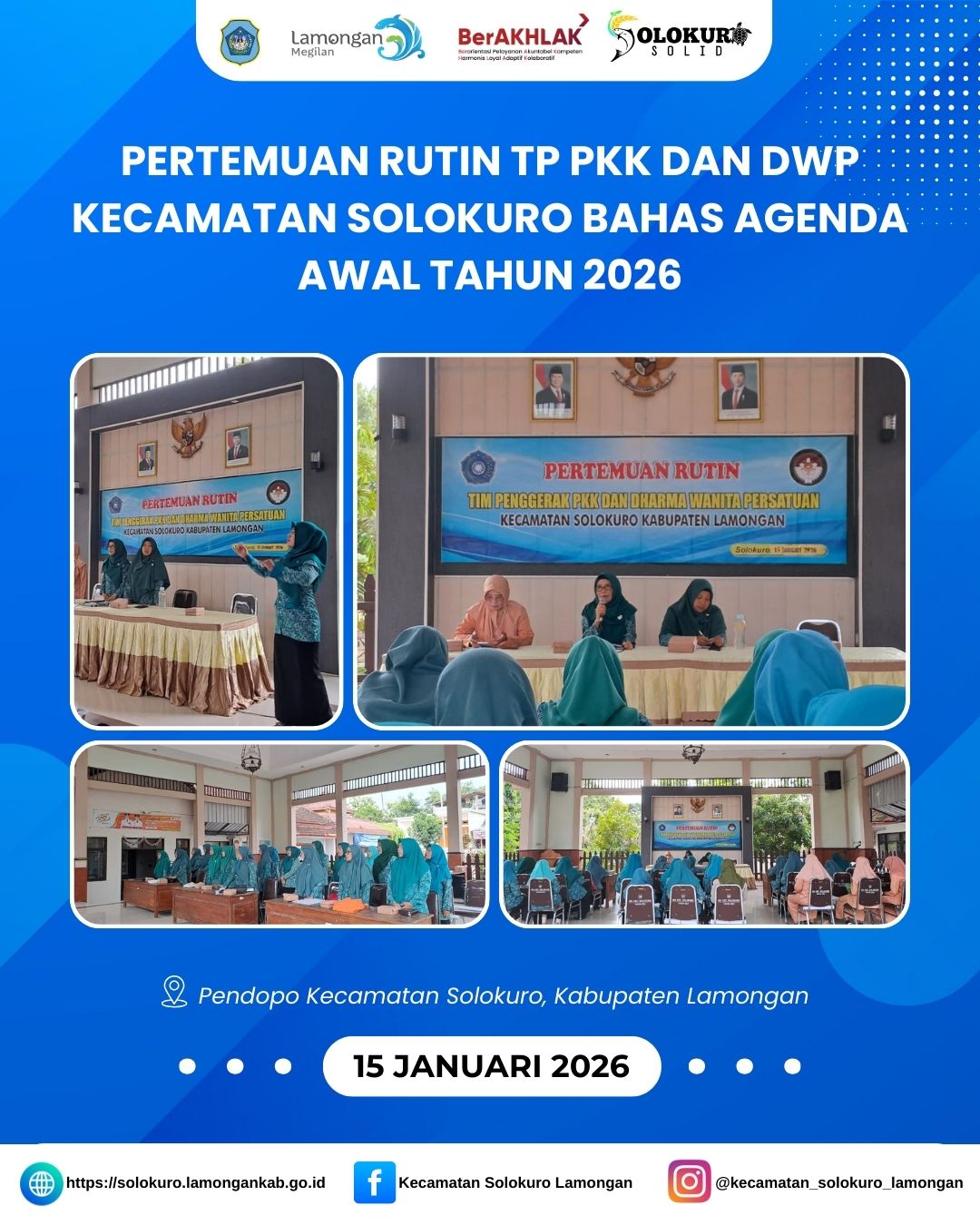 Foto: PERTEMUAN RUTIN TP PKK DAN DWP KECAMATAN SOLOKURO BAHAS AGENDA AWAL TAHUN 2026