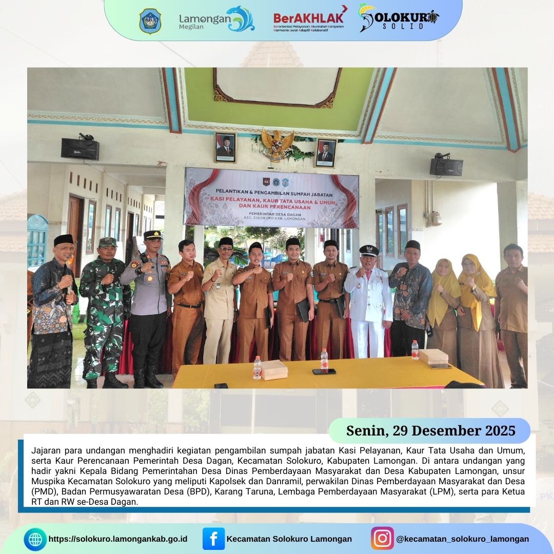 Foto: JAJARAN UNDANGAN HADIRI KEGIATAN PENGAMBILAN SUMPAH JABATAN PERANGKAT DESA DAGAN