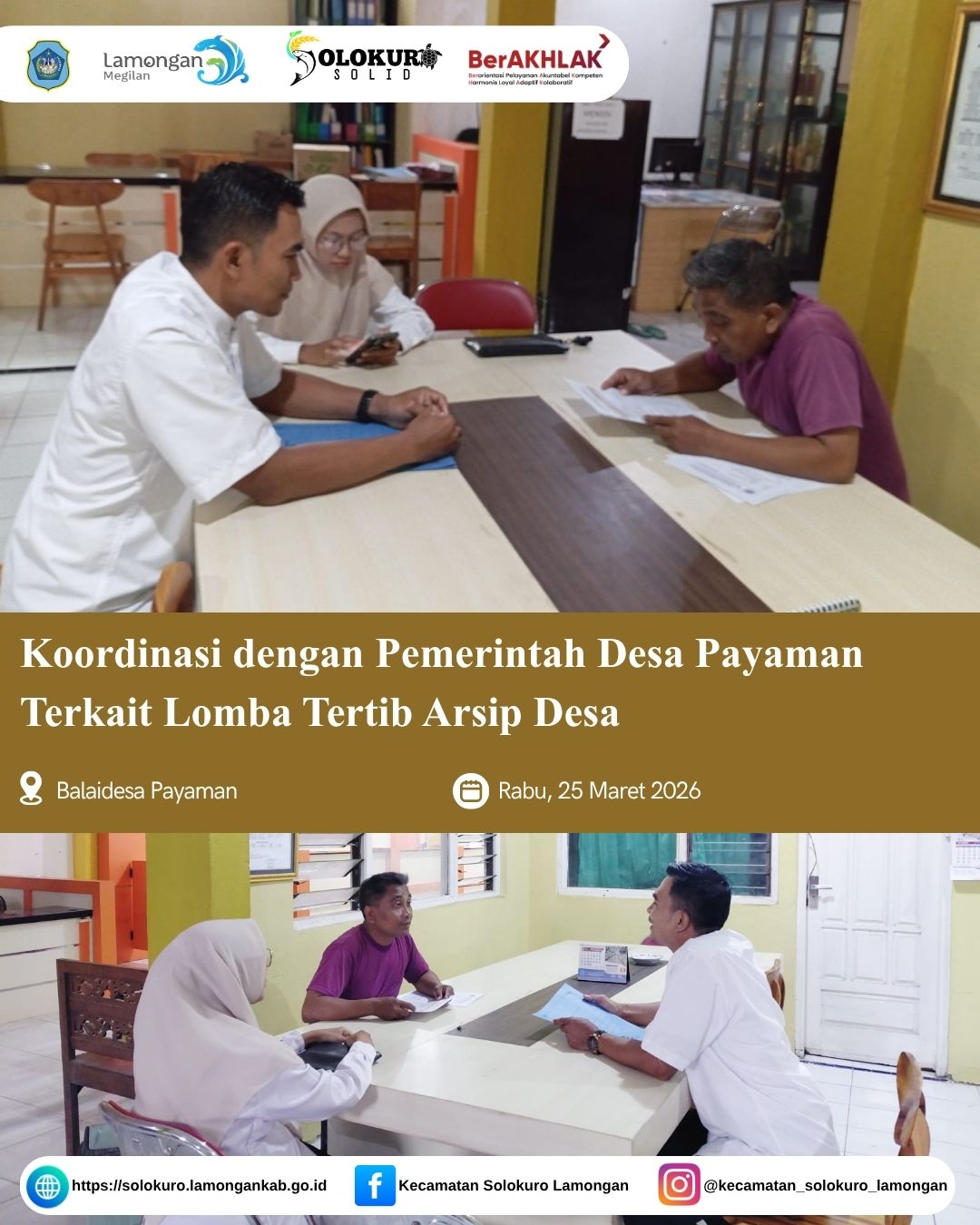 Foto: KOORDINASI DENGAN PEMERINTAH DESA PAYAMAN TERKAIT LOMBA TERTIB ARSIP DESA
