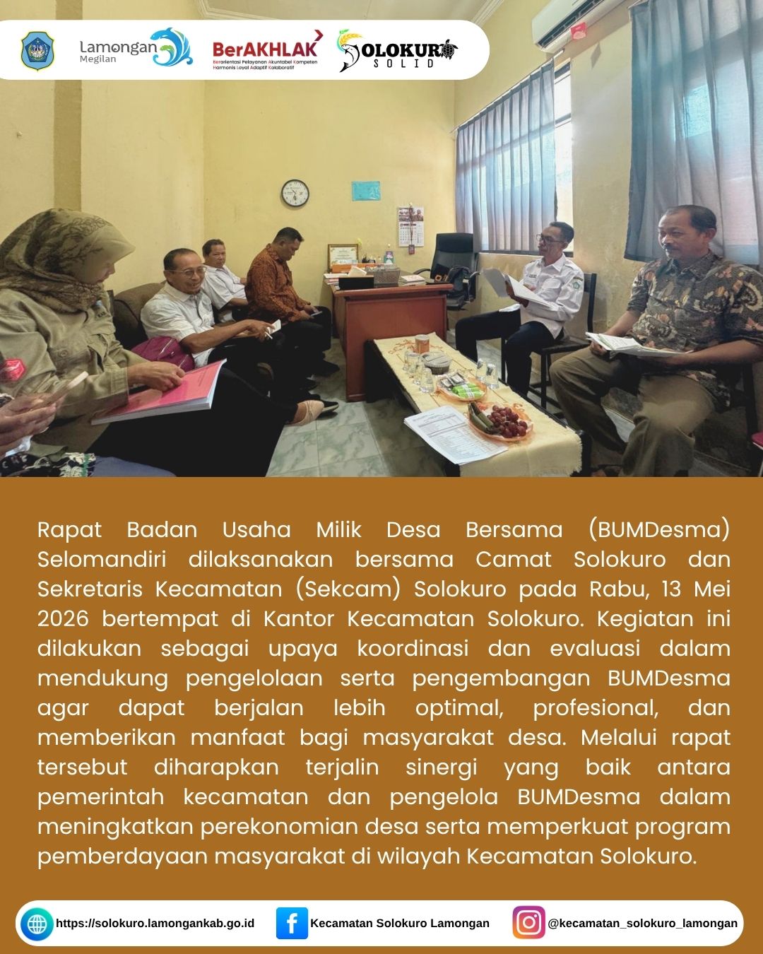 Foto: RAPAT BUMDESMA SELOMANDIRI BERSAMA CAMAT DAN SEKCAM SOLOKURO